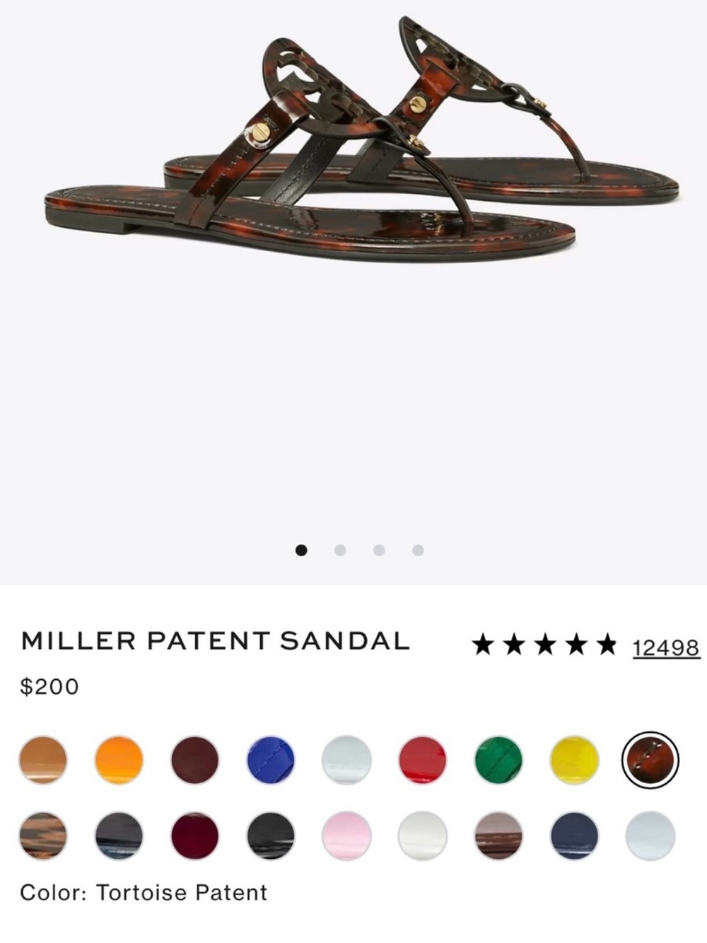 Tory Burch Miller Patent Sandal Tortoise Sz 7.5 Flat Thong - Picture 12 of 12